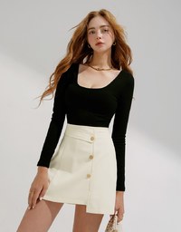 Asymmetric Skirt With Side Buttons