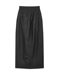 High Waisted Slim Slit Faux Leather Maxi Maxi Long Skirt