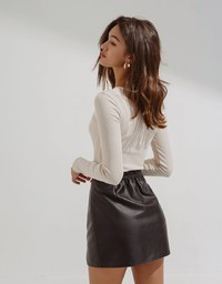 Sleek Slit Faux Leather High Waisted Skorts
