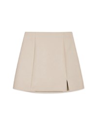 Sleek Slit Faux Leather High Waisted Skorts