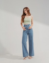 Vintage Gold Buckle Line Denim Jeans Pants