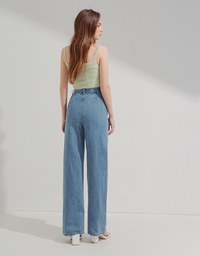 Vintage Gold Buckle Line Denim Jeans Pants