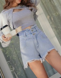 V Style High Waisted Denim Jeans Shorts