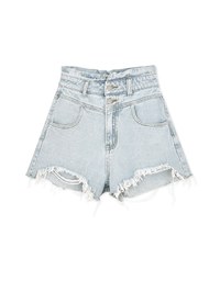 V Style High Waisted Denim Jeans Shorts
