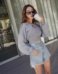 V Style High Waisted Denim Jeans Shorts
