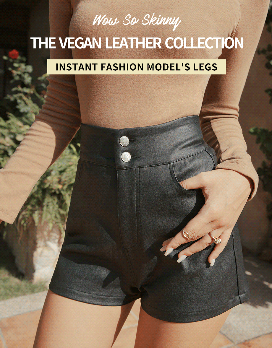 High Waisted Slim Faux Leather Shorts