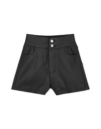 High Waisted Slim Faux Leather Shorts