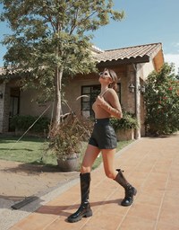 High Waisted Slim Faux Leather Shorts