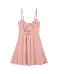 Light Luxury Gold Chain Chiffon Mini Dress (With Padding)