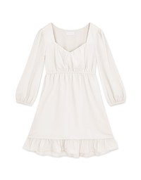 Square Collar Wrinkled Mini Dress