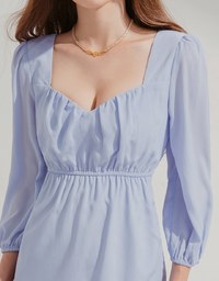 Square Collar Wrinkled Mini Dress