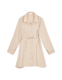 Gold Button Slim Waist Mini Dress