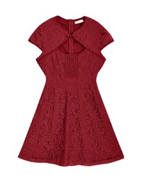 Qipao DRESS Front Cutout Lace Mini Cheongsam Dress