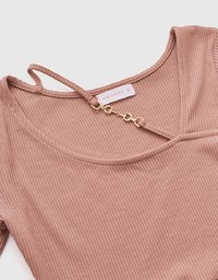 Gold Chain Knit Slit Bodycon Mini Dress