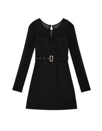 Peach Heart Skin Patchwork Mini Dress (With Belt)