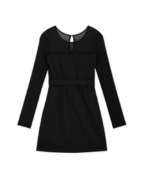 Peach Heart Skin Patchwork Mini Dress (With Belt)