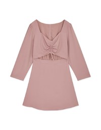 Square Collar Scrunchy Hollow Mini Dress