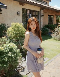 Lace Sleeveless Umbrella Hem Mini Dress