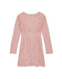V-Neck Lace Skin-Translucent Mini Dress