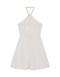 Gold Chain Hollowed Shoulder Loose Mini Dress