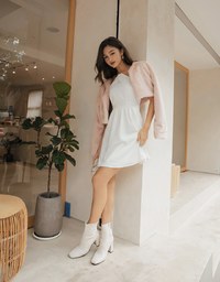 Gold Chain Hollowed Shoulder Loose Mini Dress
