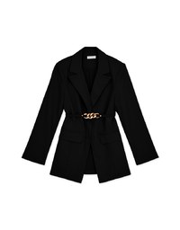 Gold Chain Detachable Shoulder Pad Blazer (With Belt)