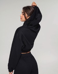 Hooded Zip Crop Track Blazer Jacket
