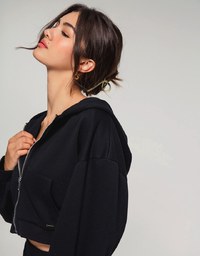 Hooded Zip Crop Track Blazer Jacket