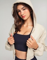 Hooded Zip Crop Track Blazer Jacket