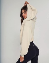Hooded Zip Crop Track Blazer Jacket