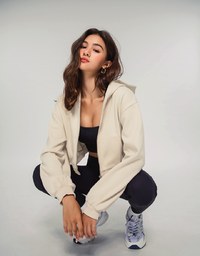 Hooded Zip Crop Track Blazer Jacket