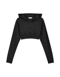 Lightweight Hooded Crop Track Blazer Jacket