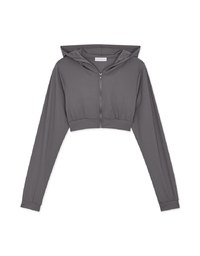 Lightweight Hooded Crop Track Blazer Jacket