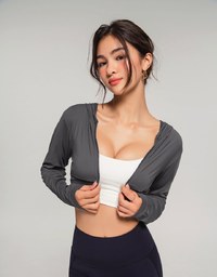 Lightweight Hooded Crop Track Blazer Jacket