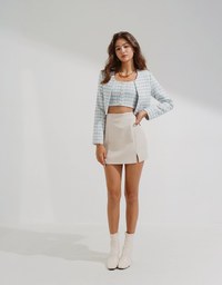 Tweed Cardigan Blazer Jacket (With Padded Shoulders)