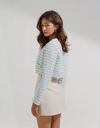 Tweed Cardigan Blazer Jacket (With Padded Shoulders)