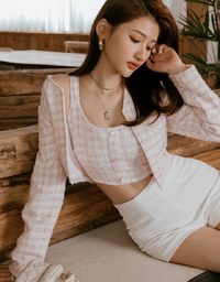 Tweed Cardigan Blazer Jacket (With Padded Shoulders)