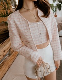 Tweed Cardigan Blazer Jacket (With Padded Shoulders)