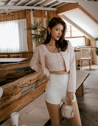 Tweed Cardigan Blazer Jacket (With Padded Shoulders)