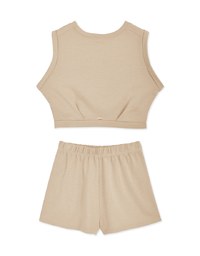 U Neck Sleeveless Waist Shorts Set