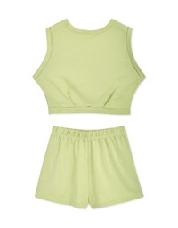 U Neck Sleeveless Waist Shorts Set