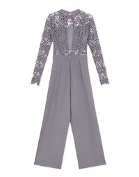 Sheer Lace Backless Jumpsuit Pants (With Inner Wear)