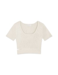 One Side Cutout Cropped Knit Top