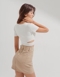 One Side Cutout Cropped Knit Top