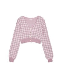 V-Neck Plaid Button-Down Knit Top