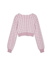 V-Neck Plaid Button-Down Knit Top
