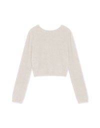 V-Neck Wool Button-Down Knit Top