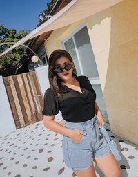 Sweet Panelled Lapel Top