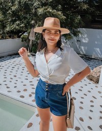 Front Knot Cinched Waist Blouse Shirt