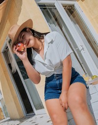 Front Knot Cinched Waist Blouse Shirt